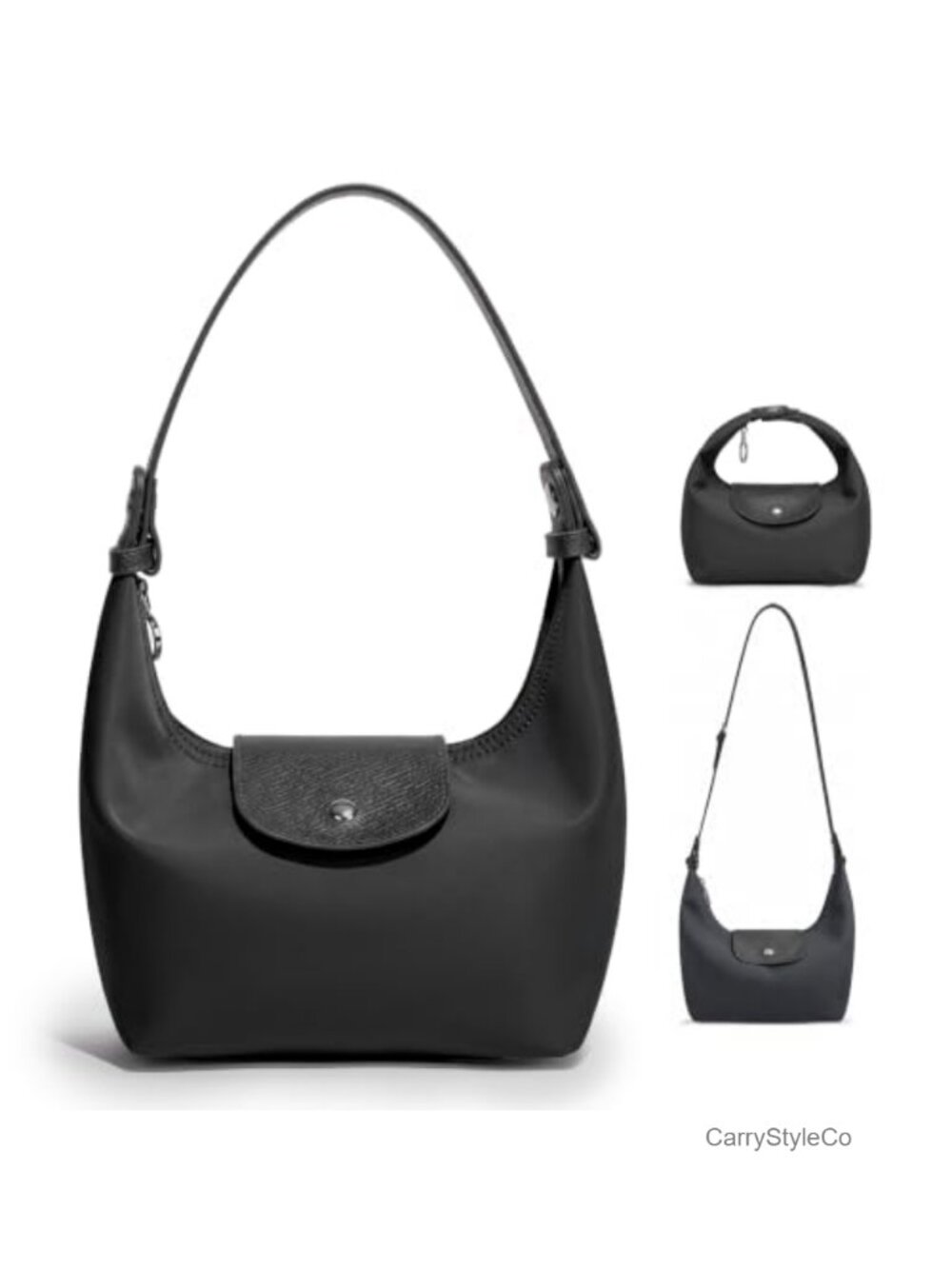 Crescent Crossbody Bag Water Resistant Nylon Removable Strap Clutch